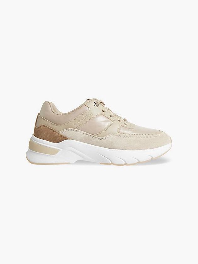 Calvin Klein USA Leather Womens Sneakers Beige 1782530-HG